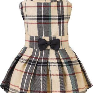 Classic Plaid Dog Dress for Small Dogs - Versatile for Parties and Playdates
